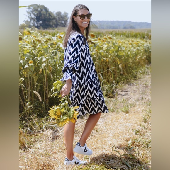 Tuckernuck Pomander Place Navy Ikat Kenzo Dress XS - Picture 3 of 15